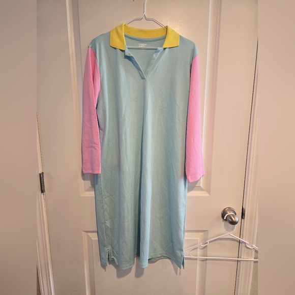 Lands' End Pastel Colorblock Dress - Blue, Pink, Yellow - Picture 1 of 1